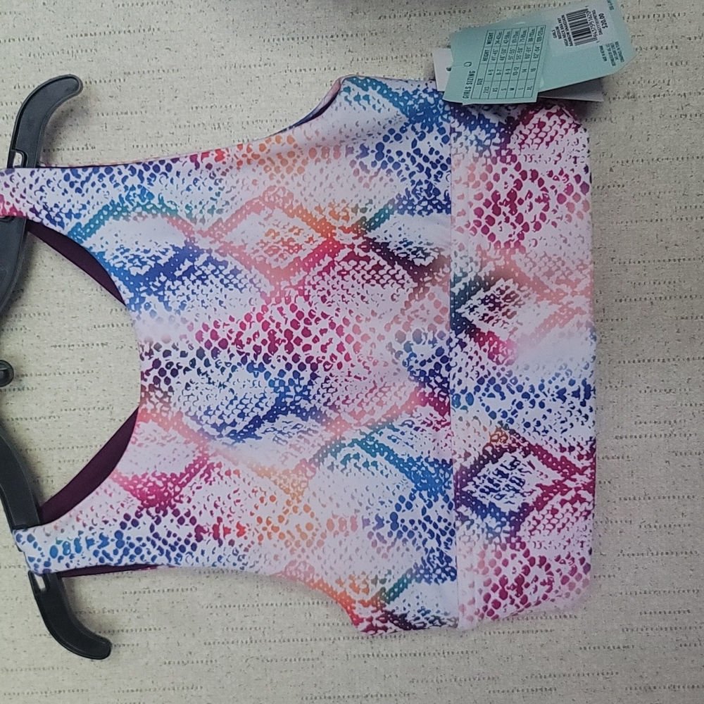 DSG DICKS SPORTING GOODS GIRLS HIGH NECK SPORTS BRA:RAINBOW SNAKESKIN:NWT: M